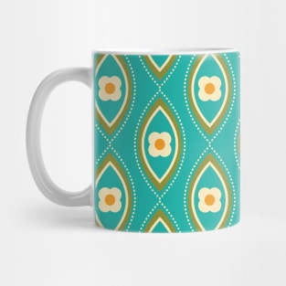 Retro Drop Shapes and Flowers Mug